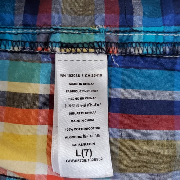 Guess Button-Down Plaid Long Sleeves Shirt, Boys, Size 7 - Picture 6 of 7